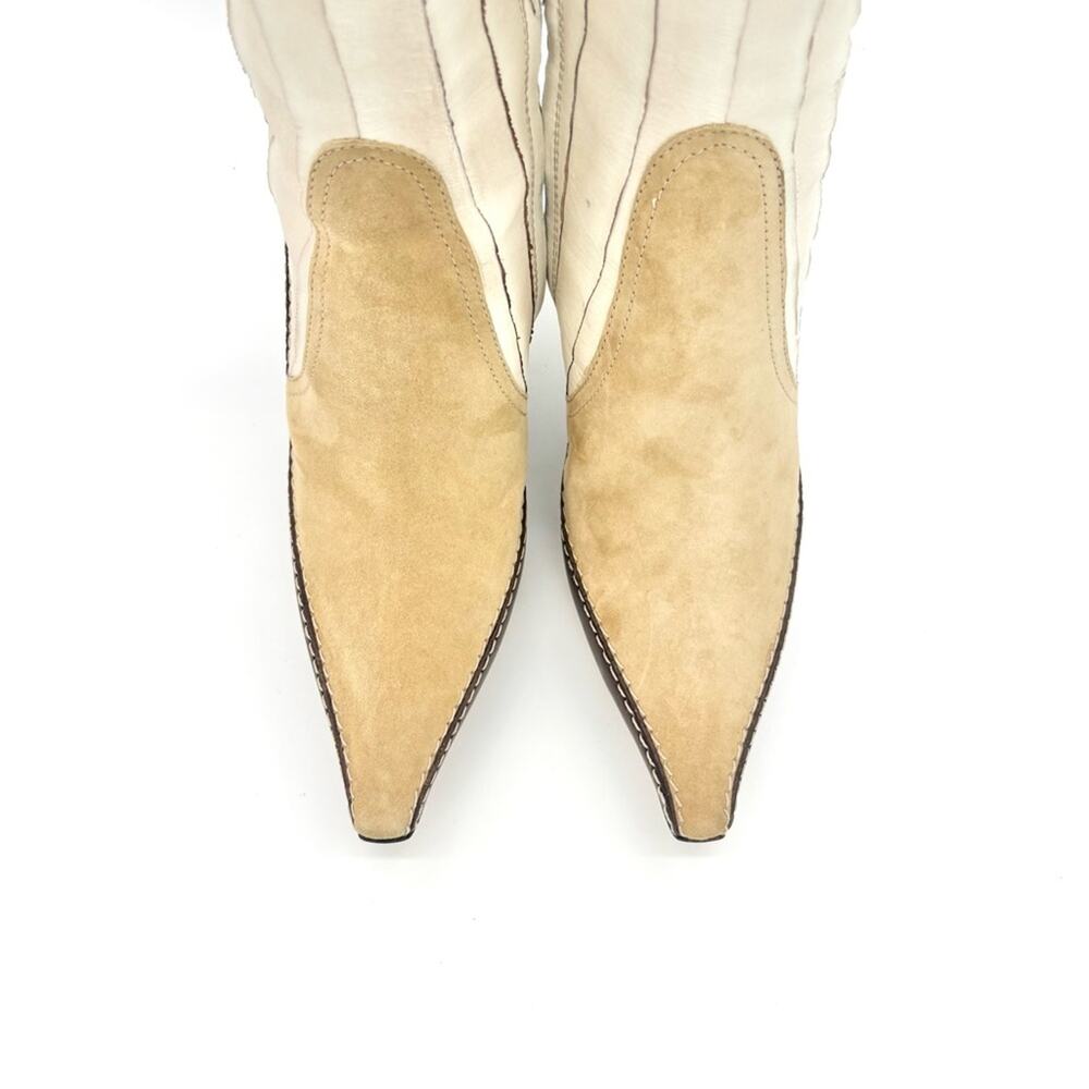 NIB Dior John Galliano F/W 2001 Lace Up Knee High Pointed Toe Cowboy Boots 37.5 - Picture 7 of 11